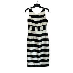 ASOS Black And Ivory Striped Posh Pencil Dress Size 6 NWT